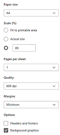 Print settings