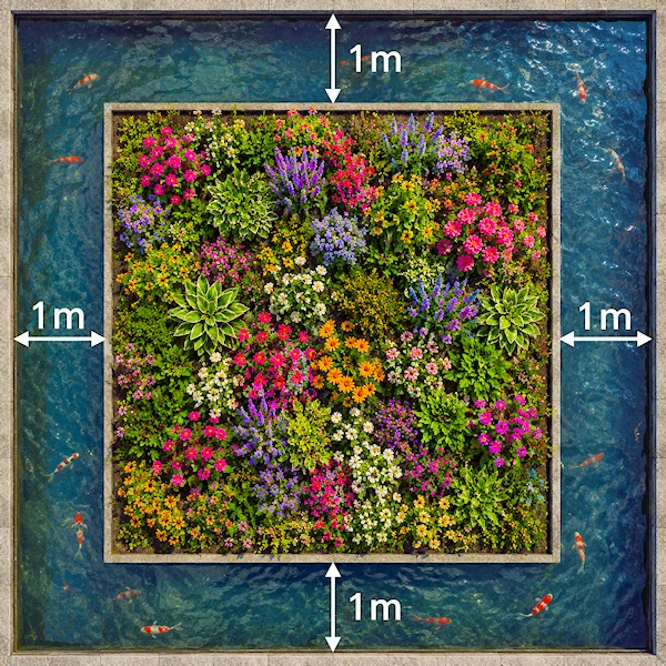 Flower bed in pool
